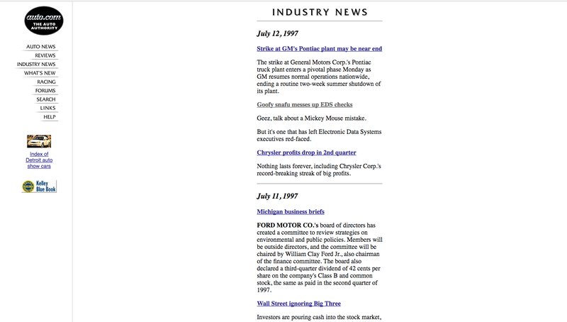 Illustration for article titled Check Out What Auto.Com Looked Like In 1997